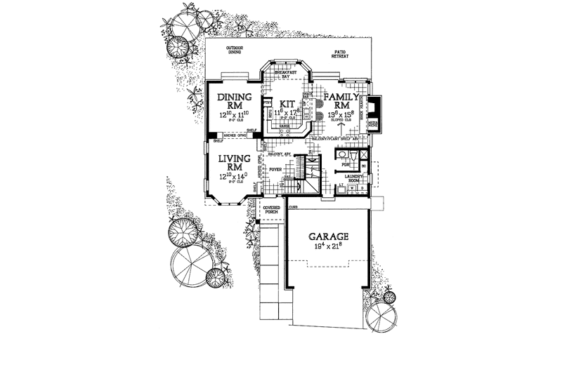 Architectural House Design - Floor Plan - Main Floor for Traditional House Plan #72-930 - 4 bed, 2.5 bath