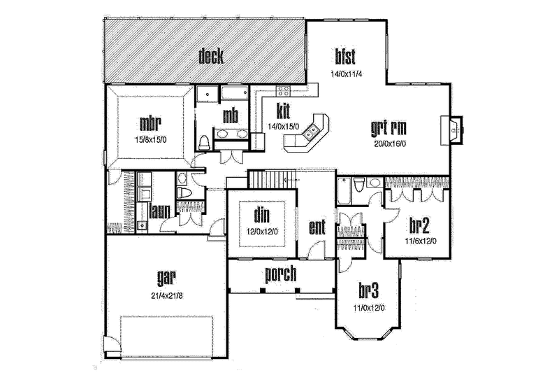 House Blueprint - Floor Plan - Main Floor for Traditional House Plan #435-12 - 3 bed, 2.5 bath