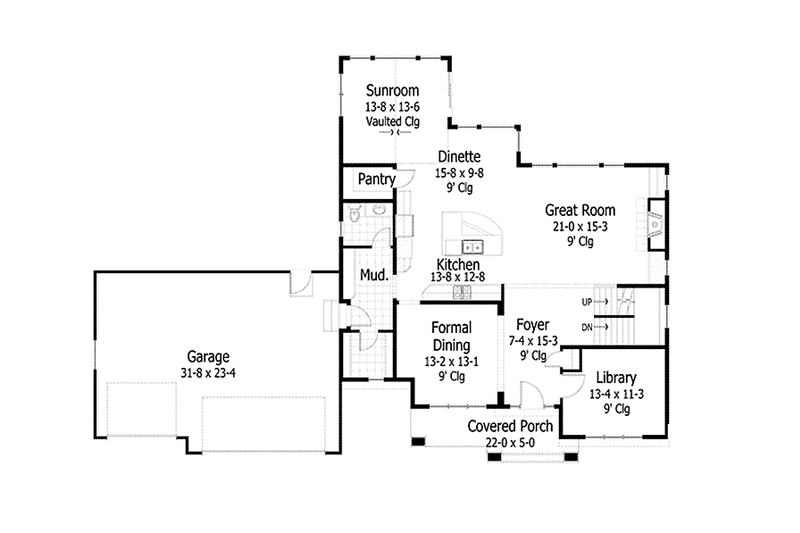Architectural House Design - Floor Plan - Main Floor for European House Plan #51-1107 - 4 bed, 2.5 bath