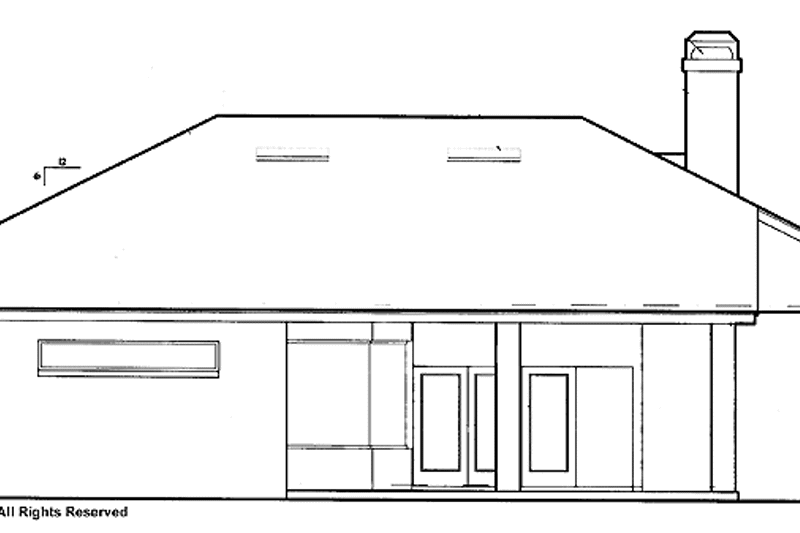 House Blueprint - Exterior - Rear Elevation for Mediterranean House Plan #417-593 - 3 bed, 2 bath