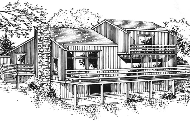 Home Plan - Exterior - Rear Elevation for Cabin House Plan #320-1475 - 2 bed, 2 bath