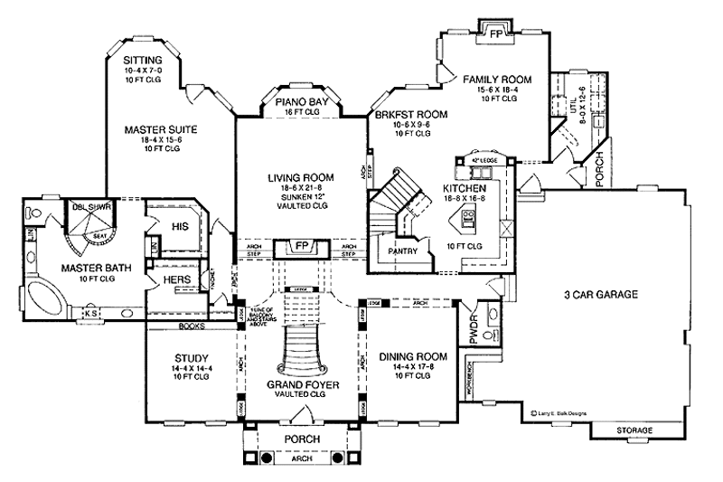Home Plan - Floor Plan - Main Floor for Adobe / Southwestern House Plan #952-177 - 4 bed, 3.5 bath