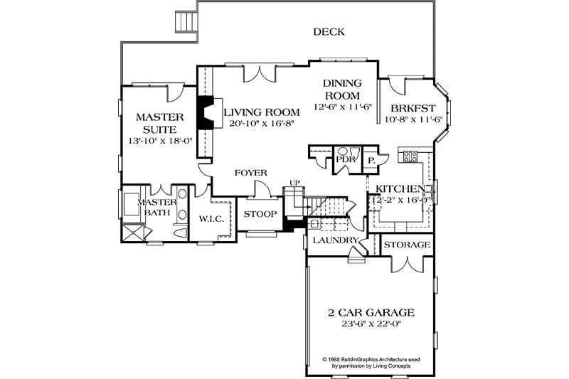 Architectural House Design - Floor Plan - Main Floor for Traditional House Plan #453-545 - 3 bed, 2.5 bath