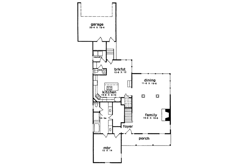 Home Plan - Floor Plan - Main Floor for Country House Plan #301-145 - 3 bed, 2.5 bath