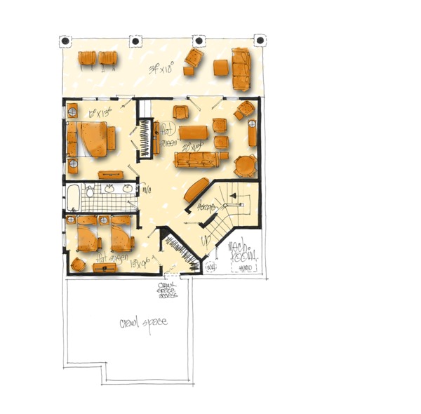 Architectural House Design - Cabin Floor Plan - Lower Floor Plan #942-40