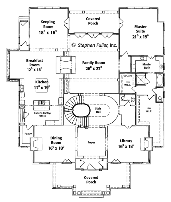 House Design - Colonial Floor Plan - Main Floor Plan #429-352