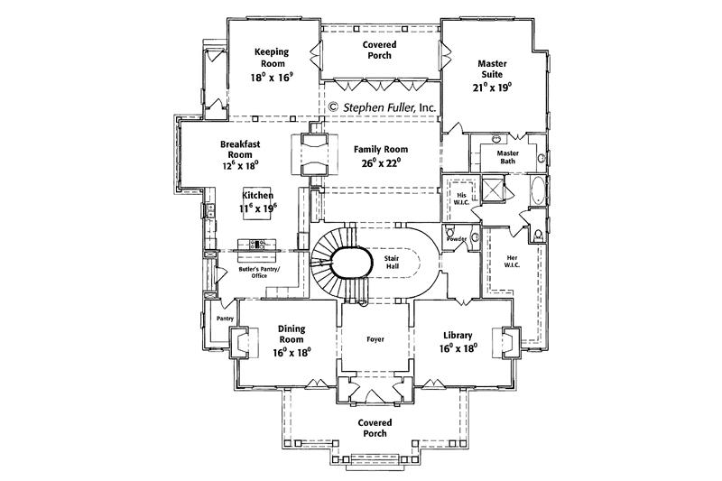 Architectural House Design - Floor Plan - Main Floor for Colonial House Plan #429-352 - 5 bed, 5.5 bath