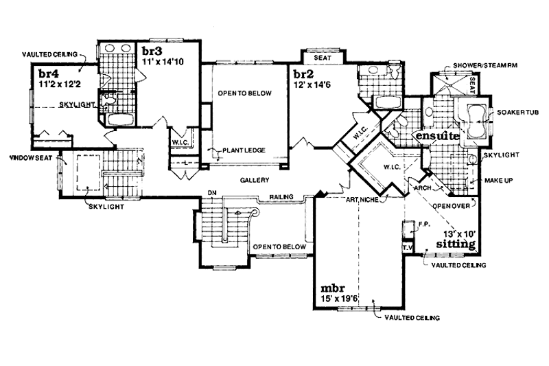 Home Plan - Floor Plan - Upper Floor for Mediterranean House Plan #47-895 - 4 bed, 3 bath