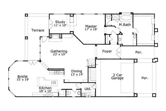 Floor Plan - Main Floor for Mediterranean House Plan #411-163 - 3 bed, 3.5 bath