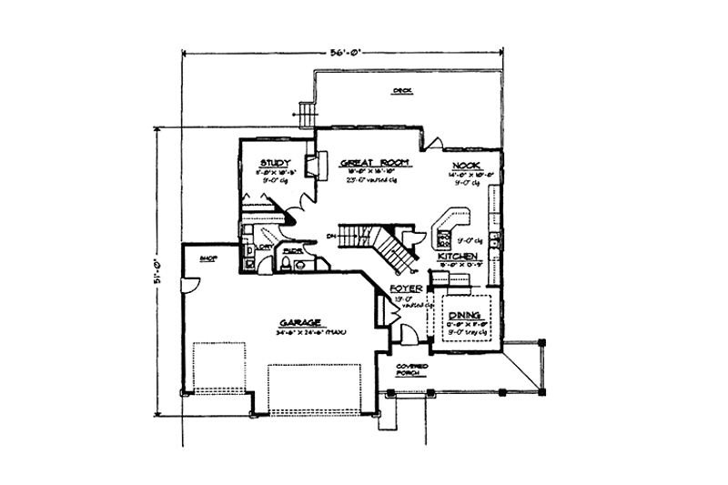 House Blueprint - Floor Plan - Main Floor for Country House Plan #997-12 - 4 bed, 2.5 bath