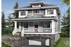 Exterior - Front Elevation 3 for Prairie House Plan #132-364 - 4 bed, 3.5 bath