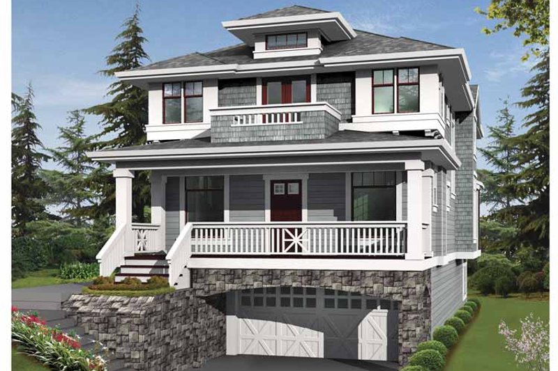 Dream House Plan - Exterior - Front Elevation 3 for Prairie House Plan #132-364 - 4 bed, 3.5 bath