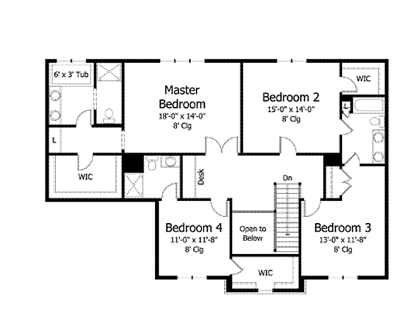 Dream House Plan - Country Floor Plan - Upper Floor Plan #51-1030