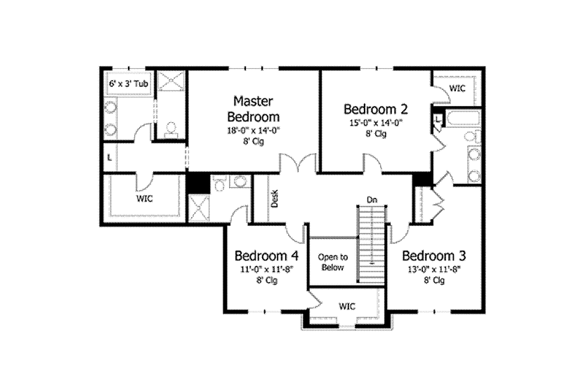 Dream House Plan - Floor Plan - Upper Floor for Country House Plan #51-1030 - 4 bed, 3.5 bath