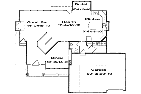 Floor Plan - Main Floor for Traditional House Plan #6-134 - 4 bed, 2.5 bath