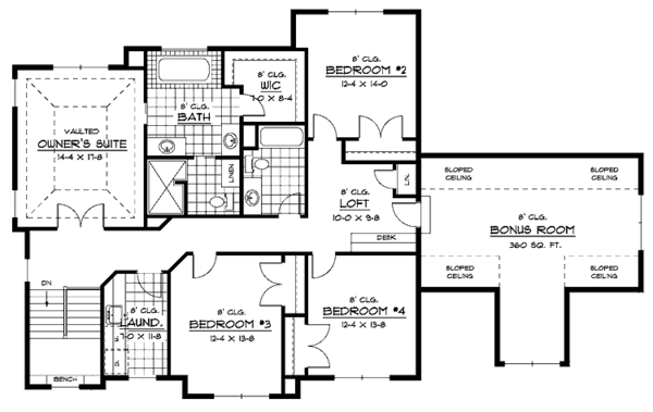 House Plan Design - Traditional Floor Plan - Upper Floor Plan #51-668
