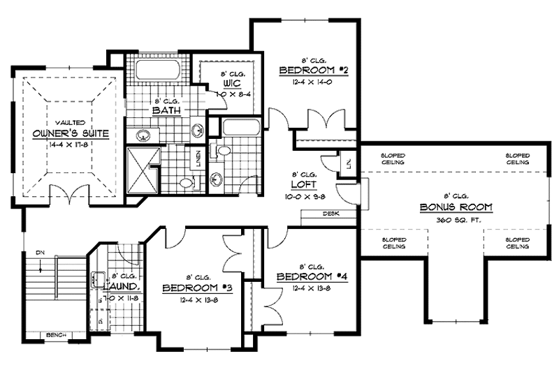 Home Plan - Floor Plan - Upper Floor for Traditional House Plan #51-668 - 4 bed, 2.5 bath
