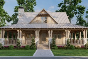 Cabin Exterior - Front Elevation Plan #923-352