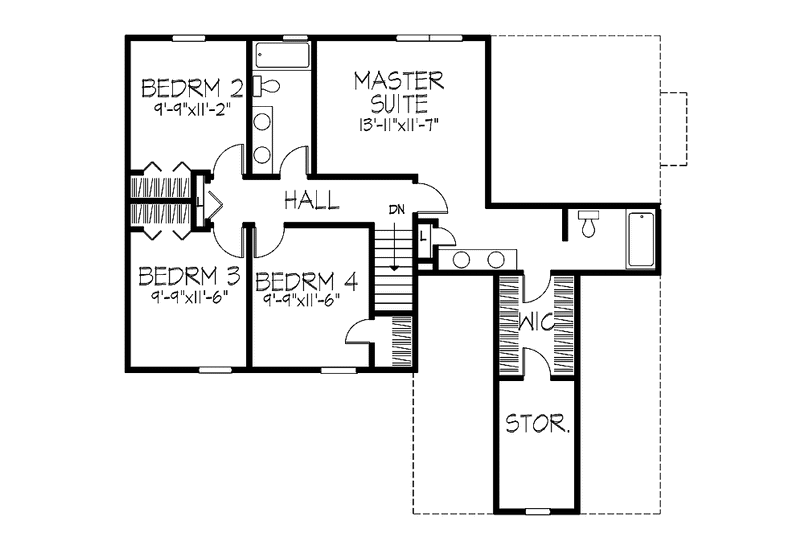 House Blueprint - Floor Plan - Upper Floor for Country House Plan #320-1418 - 4 bed, 2.5 bath