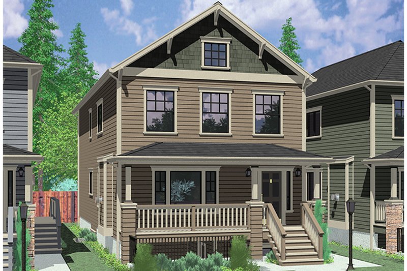 Architectural House Design - Exterior - Front Elevation 4 for Craftsman House Plan #303-473 - 6 bed, 4.5 bath