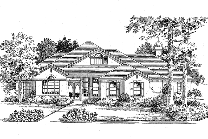 Dream House Plan - Exterior - Front Elevation 3 for Ranch House Plan #999-16 - 5 bed, 4 bath