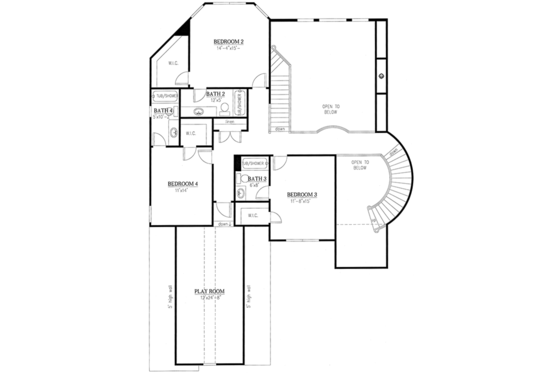 Floor Plan - Upper Floor for Country House Plan #437-81 - 4 bed, 4.5 bath