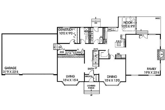 Floor Plan - Main Floor for Colonial House Plan #60-789 - 5 bed, 3 bath