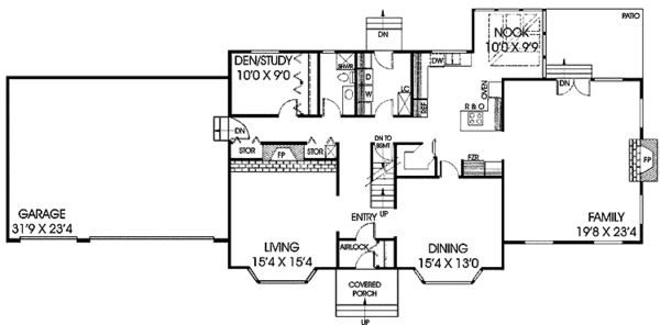 Architectural House Design - Colonial Floor Plan - Main Floor Plan #60-789
