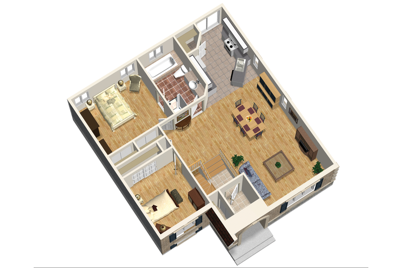 Architectural House Design - Floor Plan - Main Floor 1 for European House Plan #25-4640 - 2 bed, 1 bath