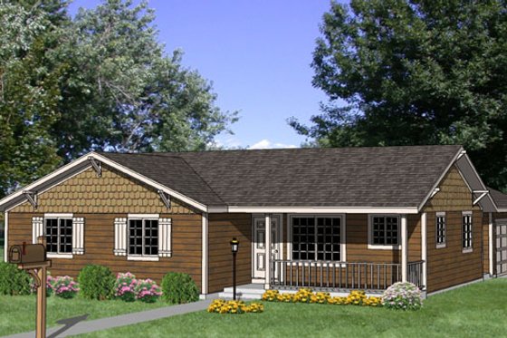 Exterior - Front Elevation for Ranch House Plan #116-301 - 4 bed, 2 bath