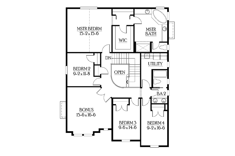 Home Plan - Floor Plan - Upper Floor for Craftsman House Plan #132-326 - 4 bed, 2.5 bath