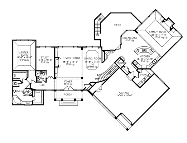 Architectural House Design - Mediterranean Floor Plan - Main Floor Plan #1021-1