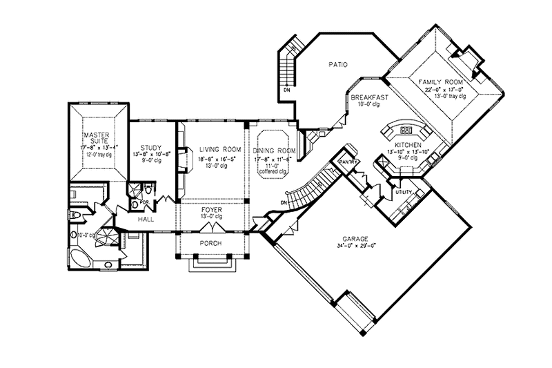 Home Plan - Floor Plan - Main Floor for Mediterranean House Plan #1021-1 - 4 bed, 4 bath