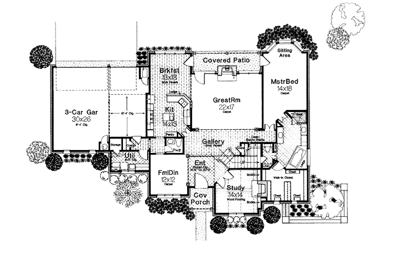 Dream House Plan - Floor Plan - Main Floor for Country House Plan #310-1019 - 4 bed, 3.5 bath