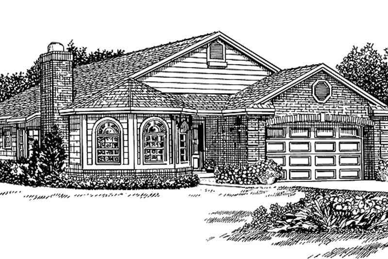Architectural House Design - Ranch Exterior - Front Elevation Plan #72-1099