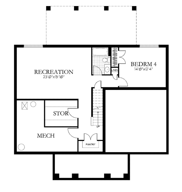 Architectural House Design - Craftsman Floor Plan - Lower Floor Plan #1029-61