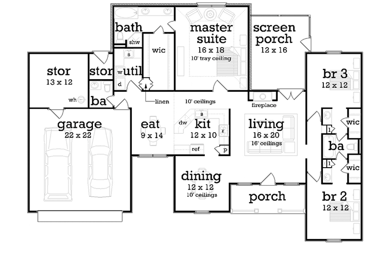 Architectural House Design - Floor Plan - Main Floor for Traditional House Plan #45-567 - 3 bed, 2.5 bath