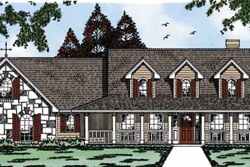 Architectural House Design - Country Exterior - Front Elevation Plan #42-579