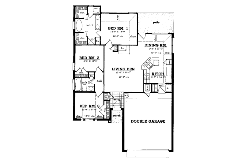 Home Plan - Floor Plan - Main Floor for Craftsman House Plan #42-416 - 3 bed, 2 bath