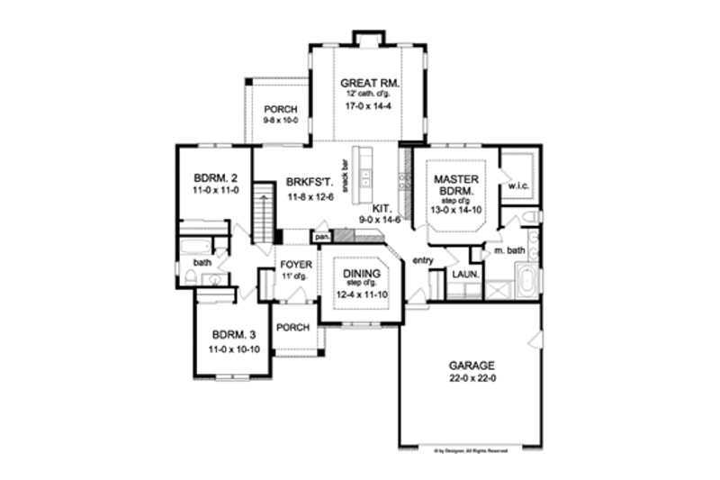 Home Plan - Floor Plan - Main Floor for Ranch House Plan #1010-45 - 3 bed, 2 bath