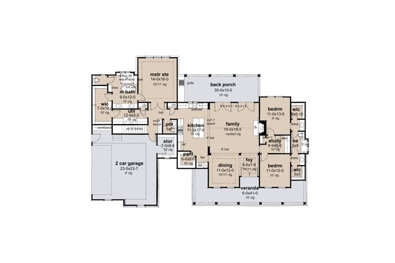 Floor Plan - Main Floor for Cottage House Plan #120-287 - 3 bed, 2.5 bath