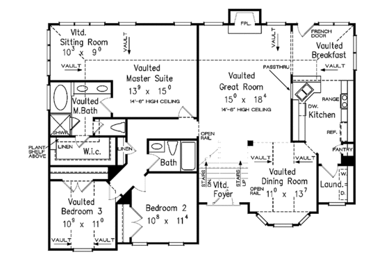 Floor Plan - Main Floor for Traditional House Plan #927-114 - 3 bed, 2 bath