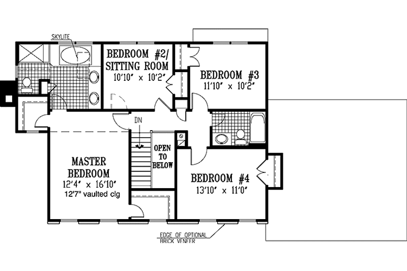 Architectural House Design - Floor Plan - Upper Floor for Classical House Plan #953-2 - 4 bed, 2.5 bath