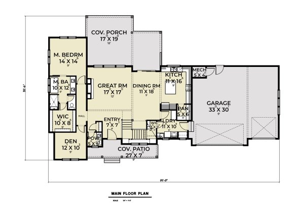 Architectural House Design - Farmhouse Floor Plan - Main Floor Plan #1070-167
