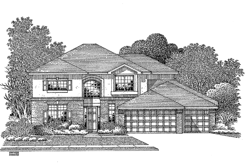 Home Plan - Exterior - Front Elevation 3 for Mediterranean House Plan #999-109 - 5 bed, 3 bath