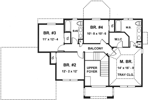 Dream House Plan - Traditional Floor Plan - Upper Floor Plan #1001-99