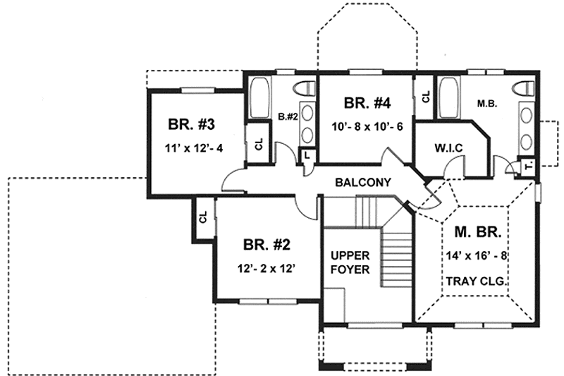 House Plan Design - Floor Plan - Upper Floor for Traditional House Plan #1001-99 - 4 bed, 2.5 bath