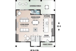 Floor Plan - Main Floor for Modern House Plan #23-2682 - 3 bed, 2.5 bath