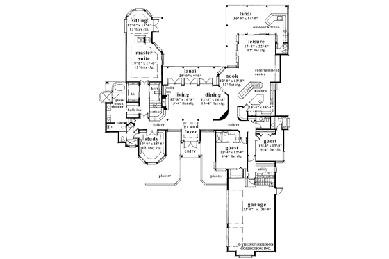 Floor Plan - Main Floor for Mediterranean House Plan #930-44 - 3 bed, 4.5 bath