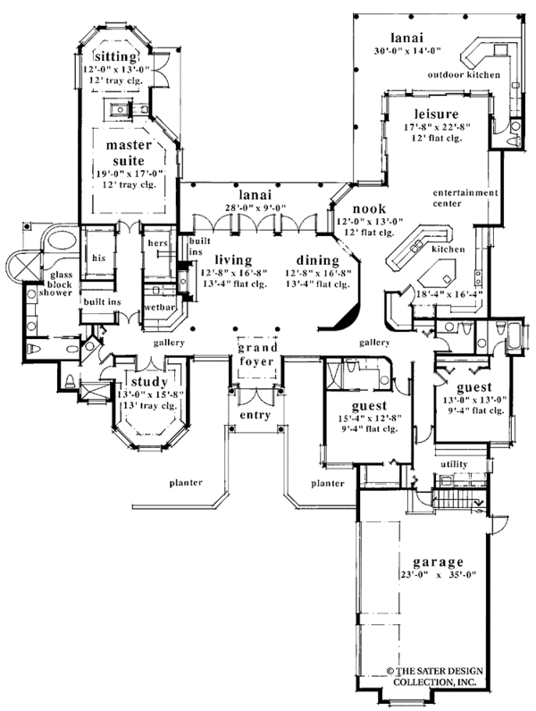 Architectural House Design - Mediterranean Floor Plan - Main Floor Plan #930-44